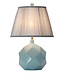 Tischlampe Porzellan mit Schirm Himmelblau mit Kunst B23xT23xH53cm