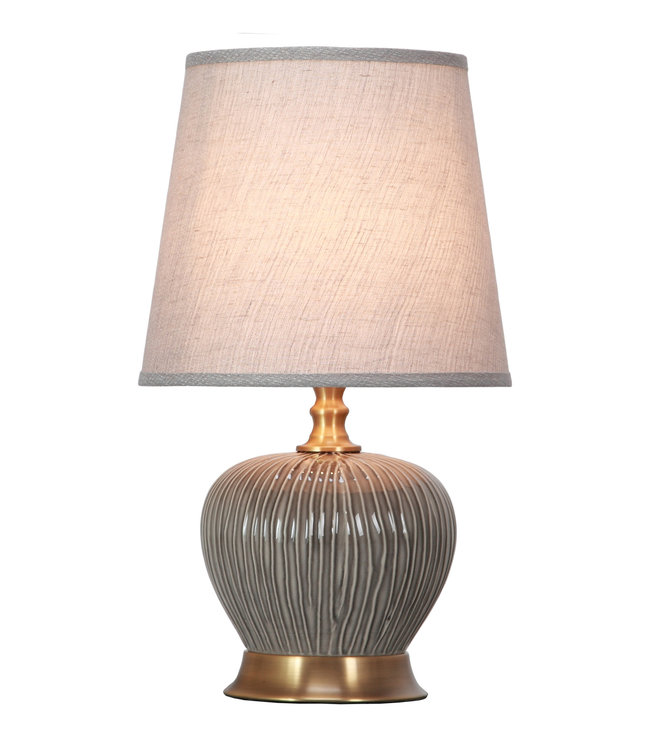 Table Lamp Porcelain with Lampshade Dark Grey W18xD18xH49cm