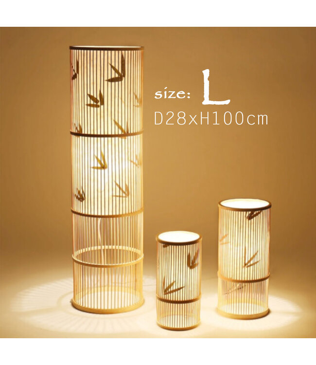 Lampada da Terra Orientale in Bambù Fatta a Mano - Sylvie D28xH100cm