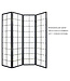 Japanese Room Divider 4 Panels W180xH180cm Privacy Screen Shoji Rice-paper Black