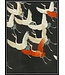 Aquarelle Painting Handmade Japanese Cranes with Frame Solid Wood 75x55cm Black