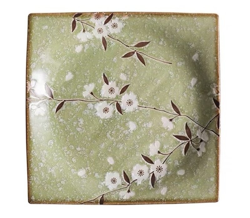Japanese Tableware Soshun Glossy Cosmos Green - Serving Plate 23x3cm