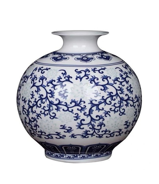 Chinese Vase Porcelain Hand-painted Blue and White D17xH17cm