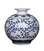 Chinese Vaas Porselein Handgeschilderd Blauw-Wit D17xH17cm