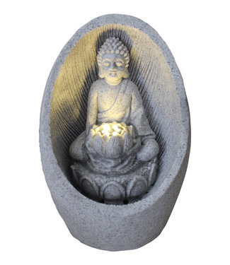 Fine Asianliving Fontana Buddha di Pietra Arenaria 21.5x22x31.2cm