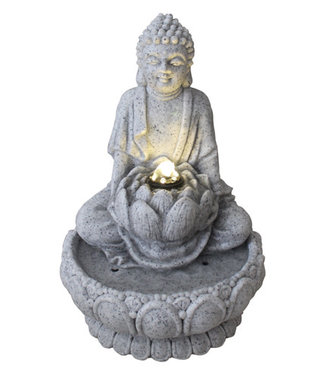 Fine Asianliving Zandsteen Boeddha op Lotus Fontein 21.5x22x31.2cm