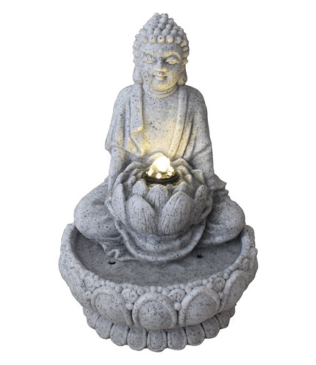 Sandstone Buddha on Lotus Fountain 21.5x22x31.2cm