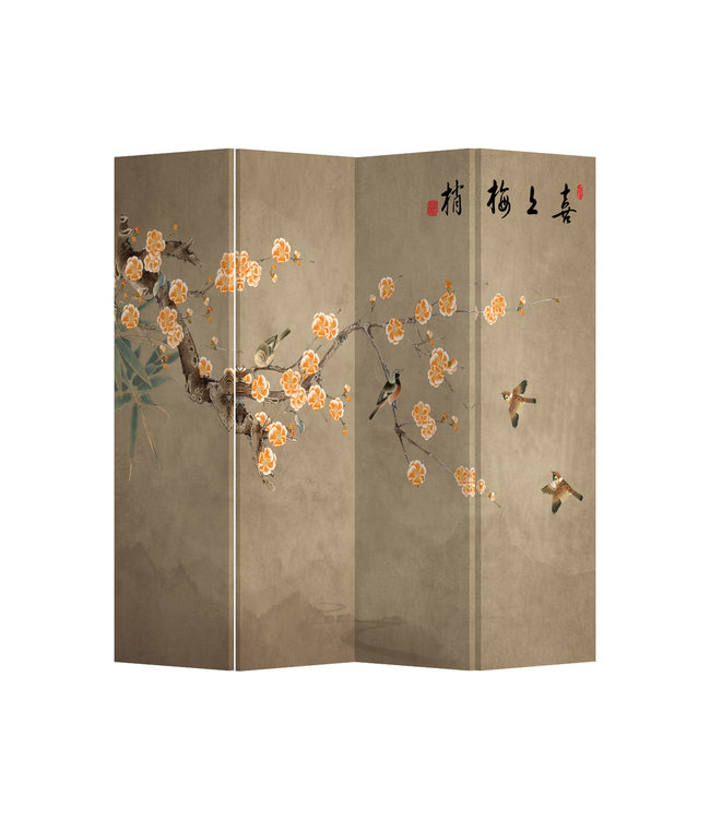 Room Divider Privacy Screen 4 Panels W160xH180cm Chinese Plum Blossoms