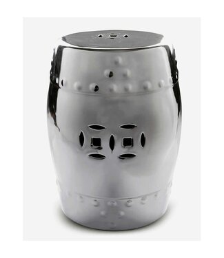 Fine Asianliving PREORDER WEEK 19 Ceramic Garden Stool Porcelain Asian Style Silver