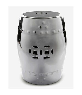 Fine Asianliving Taburete de Cerámica Plata Hecho a Mano D33xAl46cm