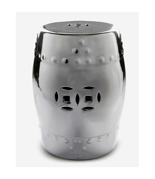 Ceramic Garden Stool Porcelain Asian Style Silver