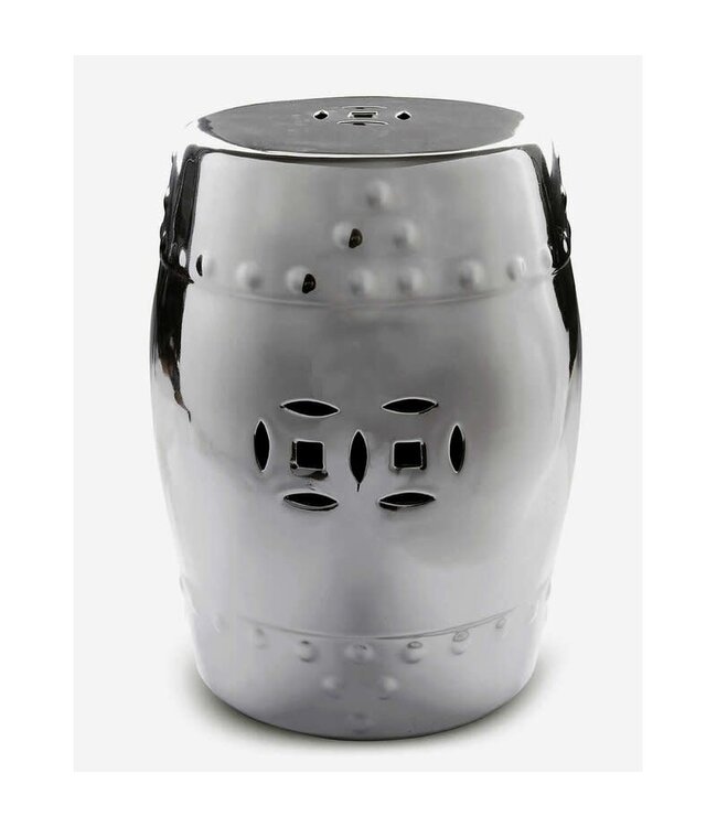 Sgabello in Ceramica Argento Fatto a Mano D33xA46cm