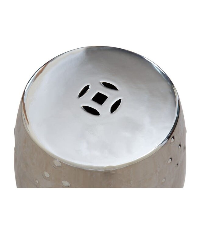 Tabouret Céramique Argent Fait Main D33xH46cm