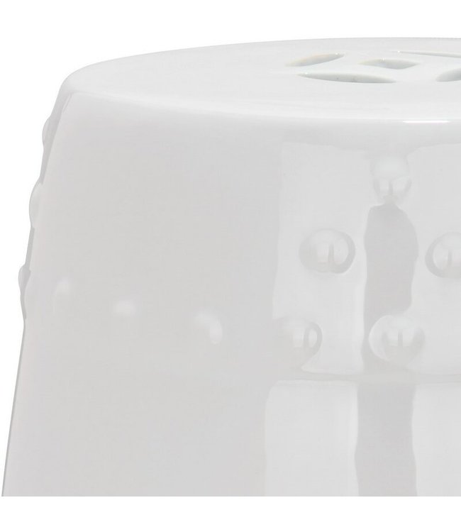 Tabouret Céramique Blanc Chinois Porcelaine D33xH46cm
