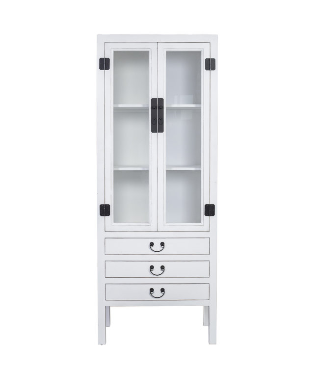 Bibliothèque Étagère de Rangement Chinoise Blanc L70xP40xH182cm