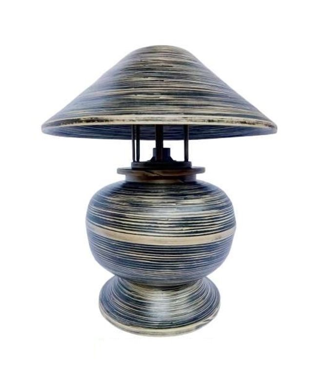 Lámpara de Mesa Espiral de Bambú Hecha a Mano Negra D.37xA40cm