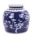 Chinesische Vase mit Deckel Porzellan Handbemalt Kirschblüte Blau D23xH23cm