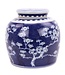 Vaso Ginger Jar Cinese in Porcellana Fiore di Ciliegio Dipinto a Mano Blu L23xA23cm