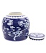 Vaso Ginger Jar Cinese in Porcellana Fiore di Ciliegio Dipinto a Mano Blu L23xA23cm