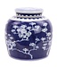 Vaso Ginger Jar Cinese in Porcellana Fiore di Ciliegio Dipinto a Mano Blu L23xA23cm