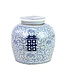 Pot à Gingembre Chinois Bleu Blanc Porcelaine Double Bonheur D22xH22cm