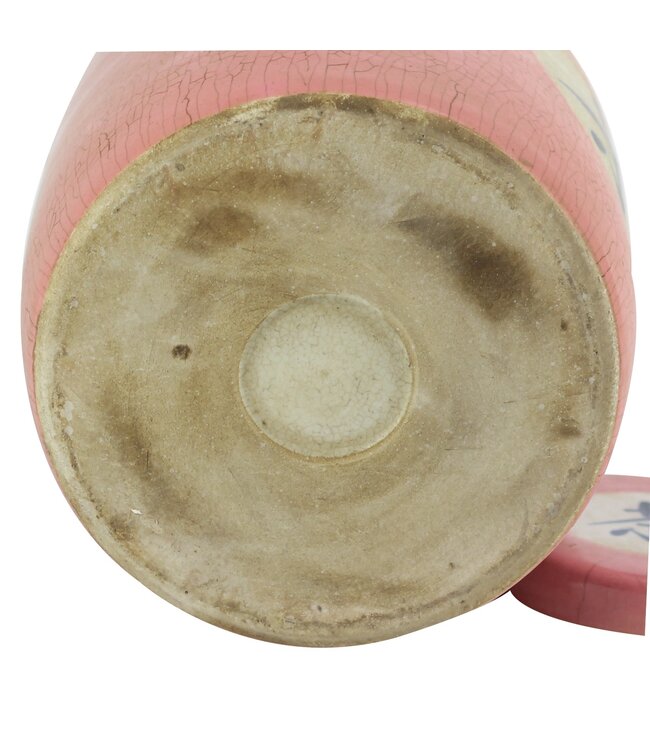 Pot à Gingembre Chinois «Thé» Rose Peint à la Main L12xH28cm