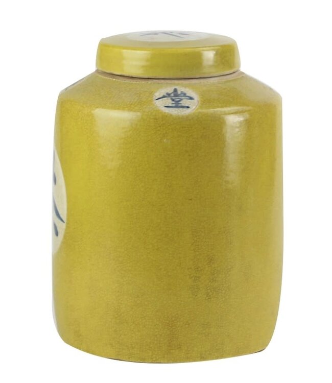 Chinese Gemberpot Geel "Thee" Handgeschilderd B12xH28cm