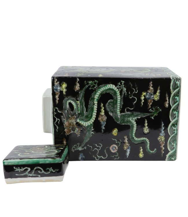 Chinese Ginger Jar Dragon Hand-painted Black W18xD18xH30cm