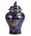 Chinesischer Vase mit Deckel Porzellan Navy Blau Drache Handgefertigt D28xH45.5cm