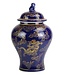 Fine Asianliving Chinesischer Vase mit Deckel Porzellan Navy Blau Drache Handgefertigt D28xH45.5cm
