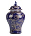 Chinesischer Vase mit Deckel Porzellan Navy Blau Drache Handgefertigt D28xH45.5cm