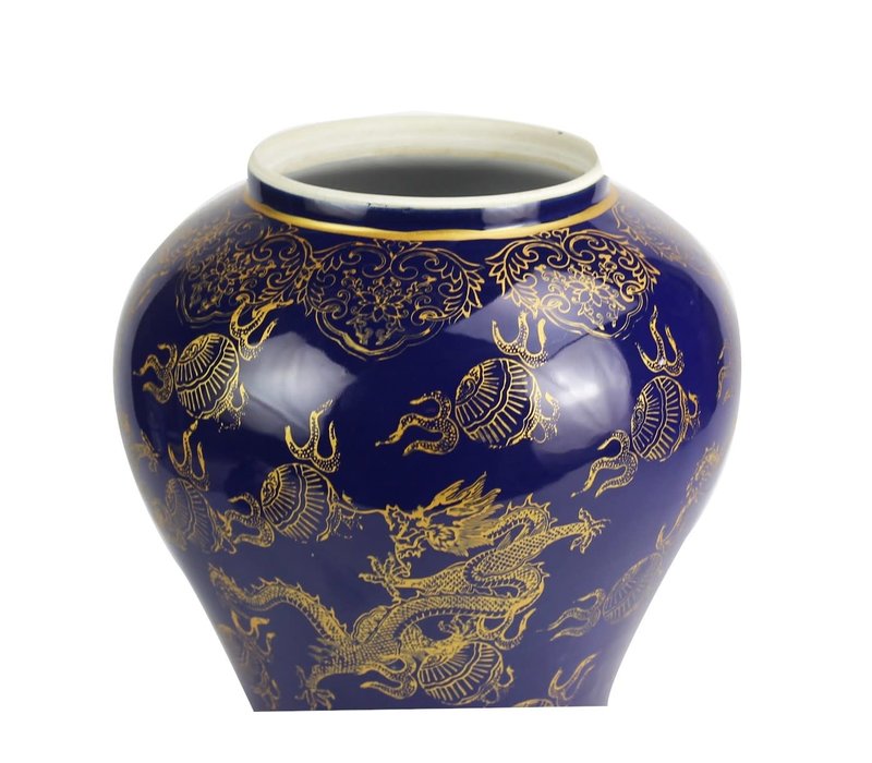 Chinese Ginger Jar Dragon Hand-painted Navy W28xD28xH45.5cm