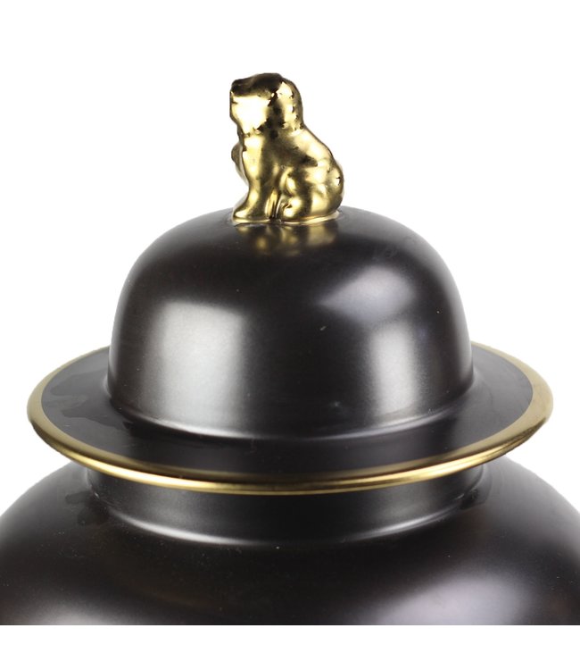 Chinesische Vase mit Deckel Porzellan Schwarz Gold B22xH38cm