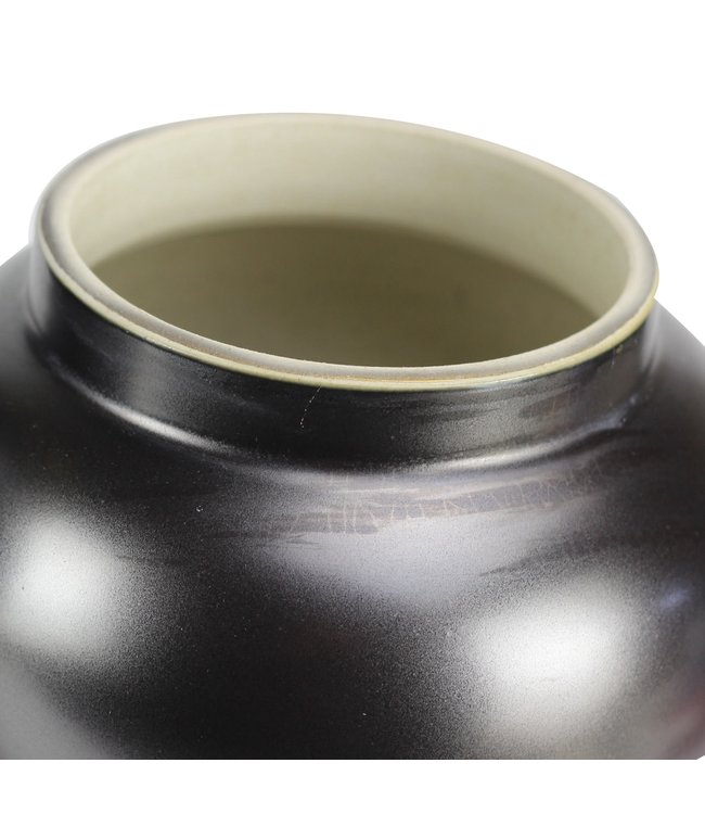 Chinesische Vase mit Deckel Porzellan Schwarz Gold B22xH38cm