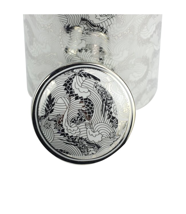 Chinese Gemberpot Draak Zilver Handbeschilderd L20xH40cm