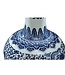 Jarrón Chino de Porcelana Dragón Azul Blanca Pintado a Mano D21xAlt.53cm