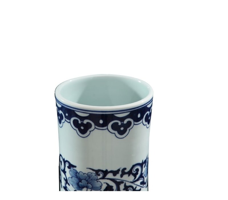 Grand Vase Chinois Porcelaine Dragon Bleu Blanc Peint À La Main D21xH53cm