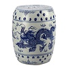 Fine Asianliving Tabouret Céramique Dragon Bleu Blanc D33xH45cm