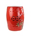 Tabouret Céramique Chinois Porcelaine Paon Rouge D33xH45cm