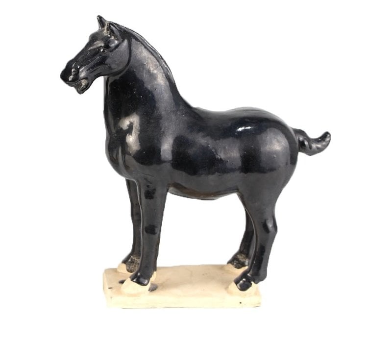 Chinees Paard Han Dynasty Tang Paard Keramiek Handgemaakt Zwart