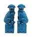 Set Cani Cinesi/2 Porcellana Blu Fatto a Mano D10xH34cm