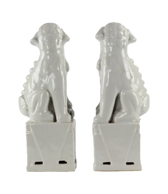 Chinese Foo Dogs Set/2 Porselein Wit Handgemaakt D11xH34cm