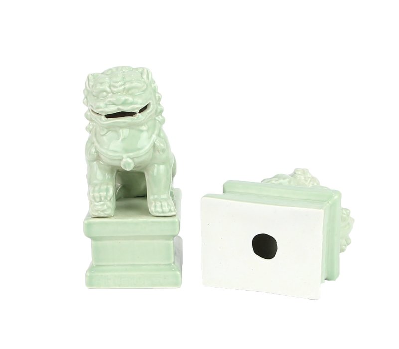 Chinese Foo Dogs Tempel Bewakers Leeuwen Porselein Mint Set/2 Handgemaakt W6xD8xH15cm