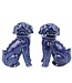 Chinese Foo Dogs Blauw Porselein Set/2 Handgemaakt W9xD5xH13cm