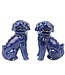 Chinese Foo Dogs Blue Porcelain Set/2 Handmade W9xD5xH13cm