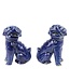 Chinese Foo Dogs Blauw Porselein Set/2 Handgemaakt W9xD5xH13cm