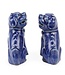 Chinese Foo Dogs Blauw Porselein Set/2 Handgemaakt W9xD5xH13cm