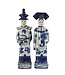 Chinese Beelden Blauw Wit Porselein Keizer Keizerin Set/2 Handgemaakt