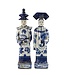 Figurines Chinoises Bleu Blanc Porcelaine Empereur Impératrice Ensemble/2 Fait Main