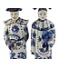 Chinesische Figuren Blau Weiß Porzellan Kaiser Kaiserin Set/2 Handgefertigt